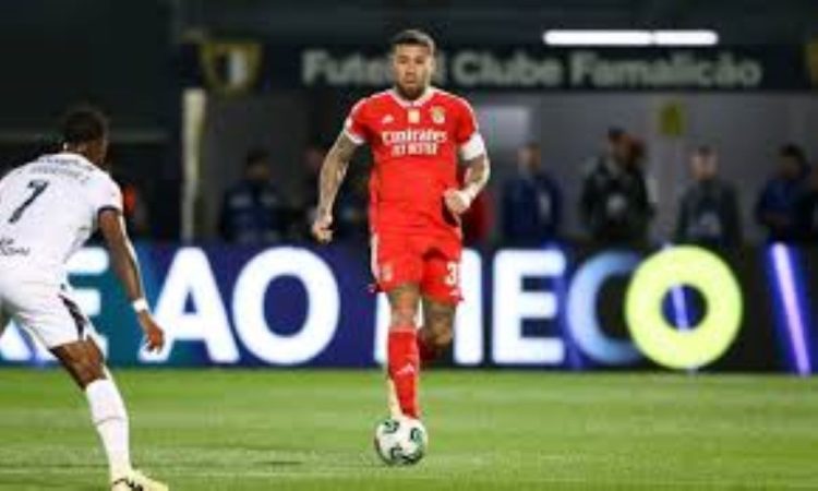 Otamendi na porta de 'SAÍDA' do Benfica